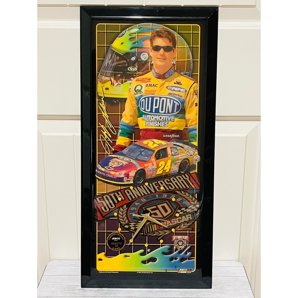 JEBCO Jeff Gordon NASCAR 50th Anniversary 1998 Collectible Clock